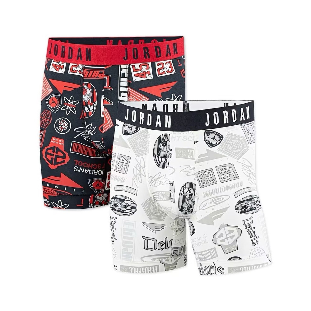 JORDAN Flight Micro Dri-Fit Boxer Briefs 2 Pack Black Red Men's Sz S (28-30) NEW